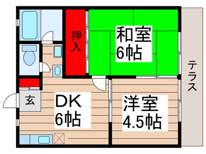 クレストパレス壱番館(2DK/1階)の間取り写真