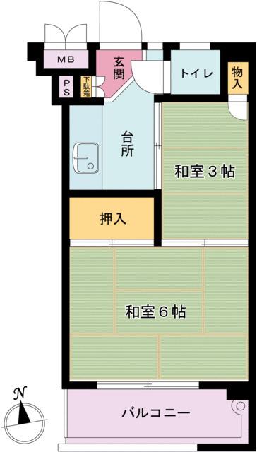 エール藤崎(2K/2階)の間取り写真