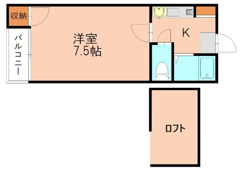千歳ハイツ(1K/2階)の間取り写真