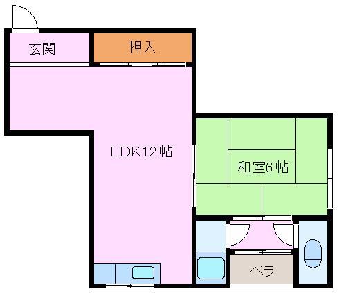 第2ナカノマンション(1LDK/2階)の間取り写真