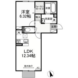 APPEARANCE JONO(1LDK/1階)の間取り写真