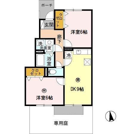 ＪＲ阪和線 紀伊駅 徒歩47分 2階建 築21年(2DK/1階)の間取り写真
