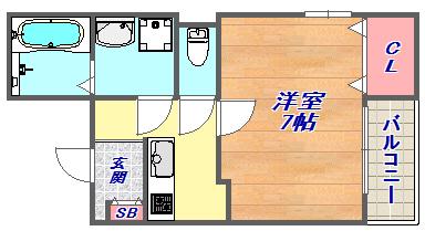 レジデンス赤坂(1K/1階)の間取り写真