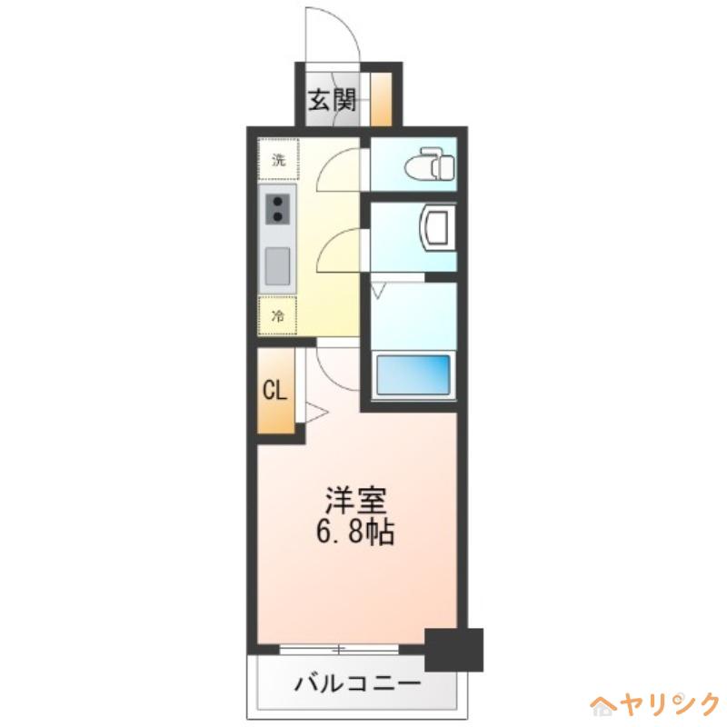 SOLメイクス浄心天神山(1K/5階)の間取り写真