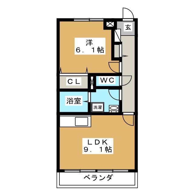 樽見鉄道 東大垣駅 徒歩8分 3階建 築23年(1LDK/3階)の間取り写真