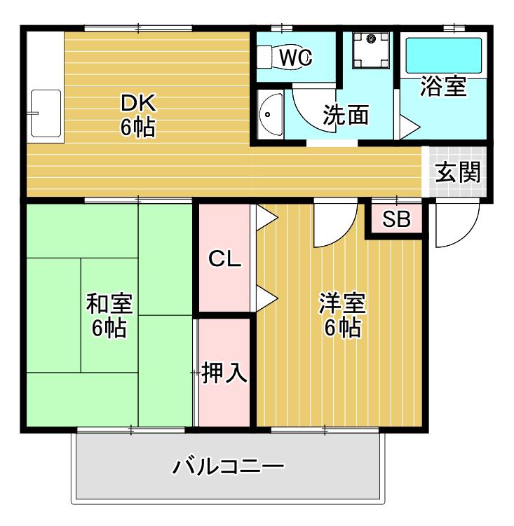 ルミエールタバタ(2DK/1階)の間取り写真