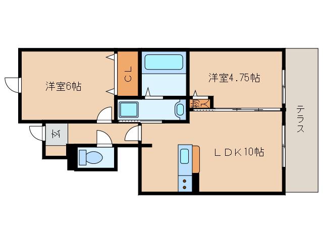 ドルチェヴィータ桜井(2LDK/1階)の間取り写真