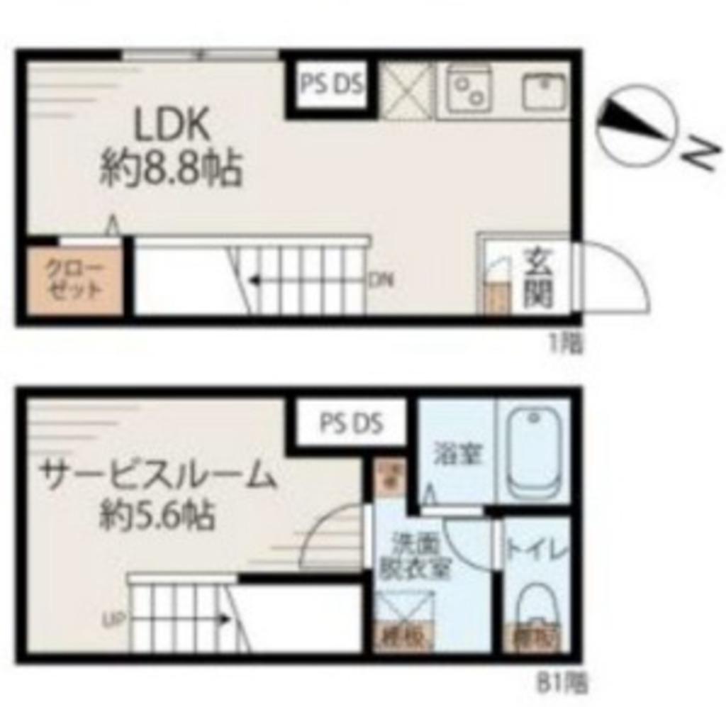 グランディ―ル神保町(1SK/B1階)の間取り写真
