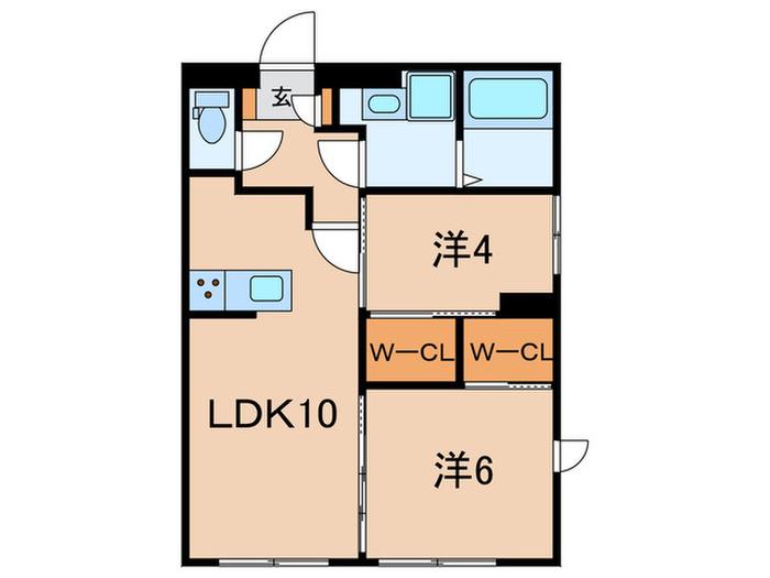 ラクラス旗の台(2LDK/4階)の間取り写真