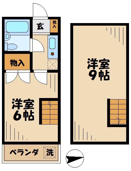 カーメルヒルズ(1SK/2階)の間取り写真