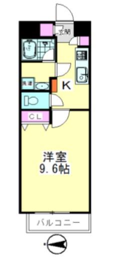 谷在家1丁目駅前マンション(1K/4階)の間取り写真