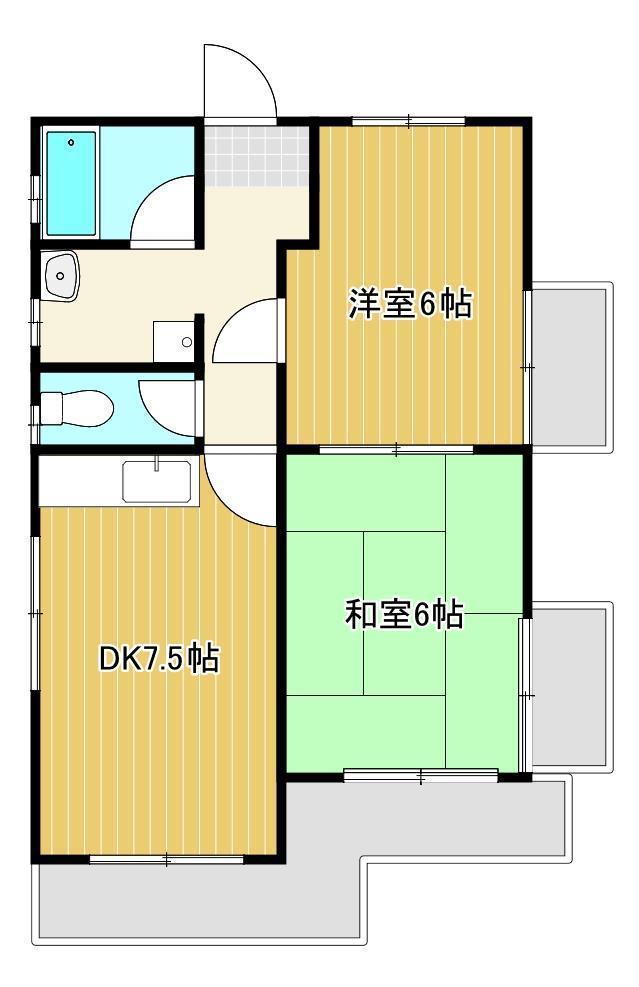 パークハイム(2DK/1階)の間取り写真