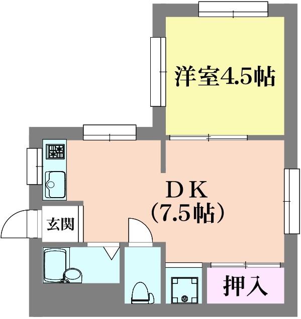 ビーコート鈴蘭台パートI(1DK/2階)の間取り写真
