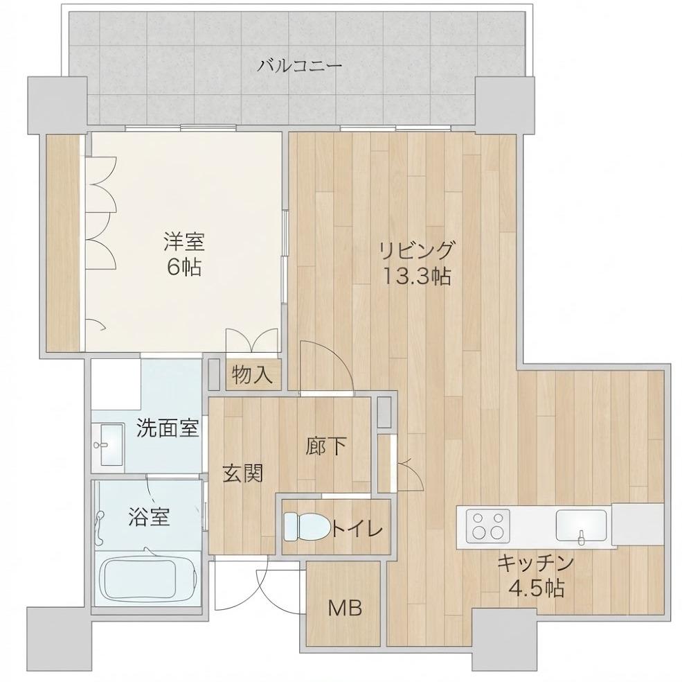 なんばグランドマスターズタワー(1LDK/23階)の間取り写真