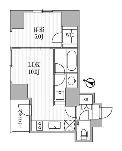 ディームス大手町ノース(1LDK/5階)の間取り写真