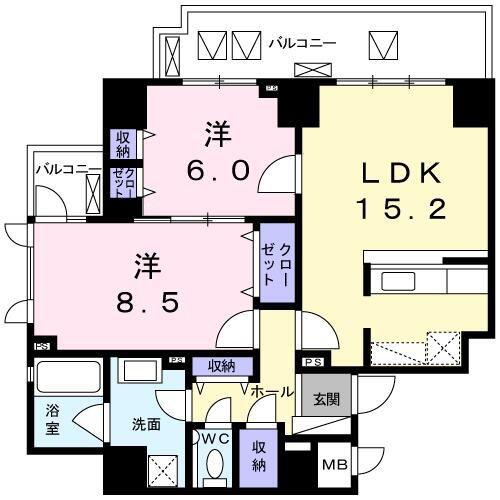 テラスイーストフォー(2LDK/2階)の間取り写真