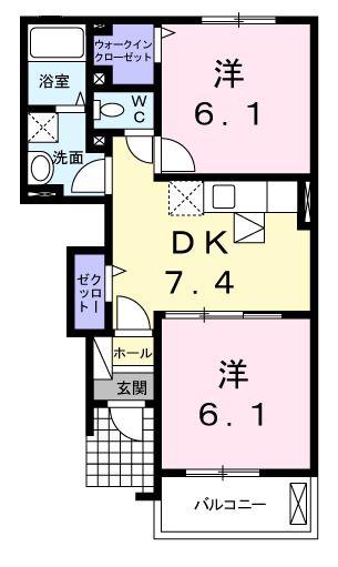 フレイムアクティーボI(2DK/1階)の間取り写真