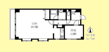 東大井シティハウス(1LDK/7階)の間取り写真