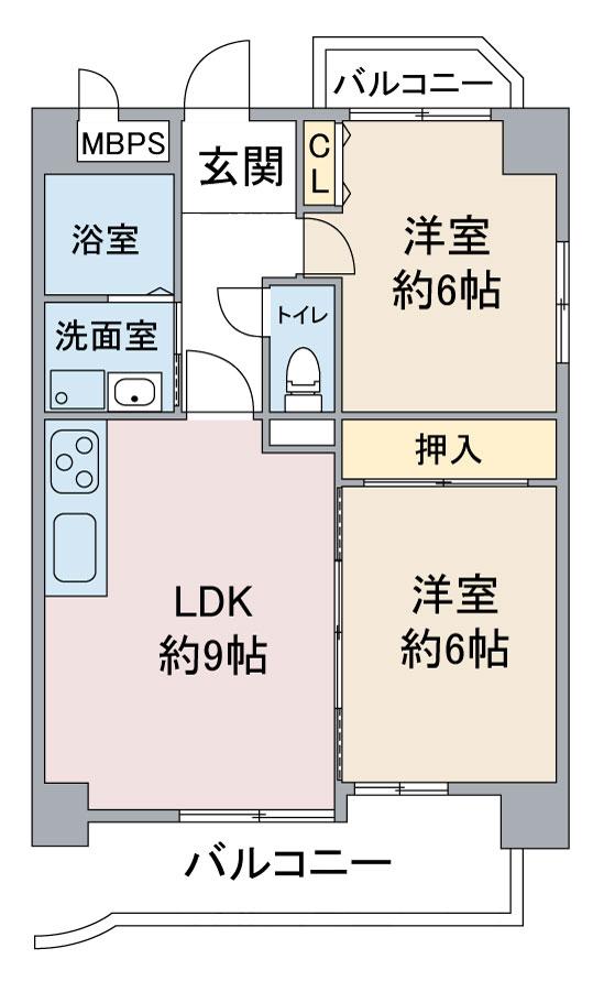 グランフィルドちくさ(2LDK/2階)の間取り写真