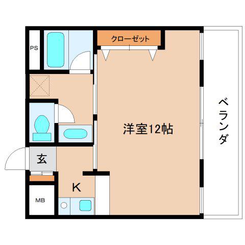 登大路プラッツ(1K/3階)の間取り写真