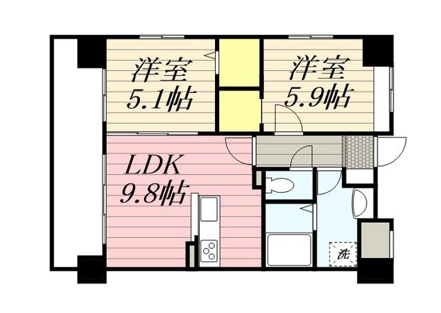 ショウジュン原田(2LDK/8階)の間取り写真