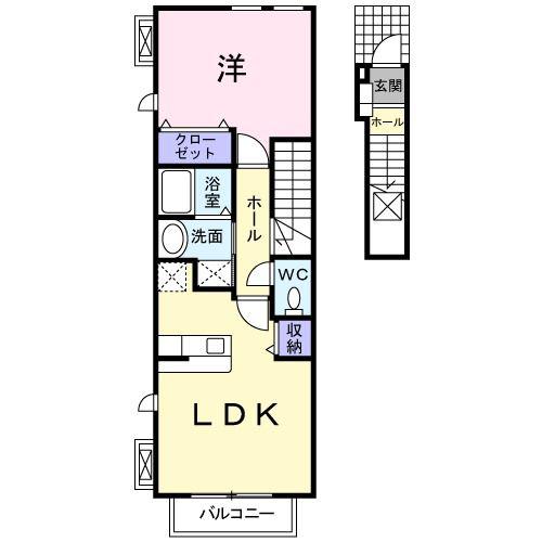 メイプルレジデンス(1LDK/2階)の間取り写真