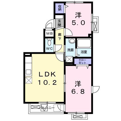 ポルト ボヌール(2LDK/4階)の間取り写真