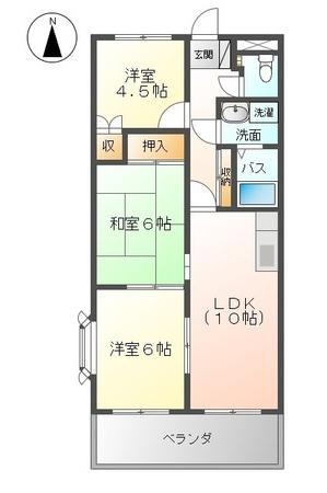 マーヴェラスパレス2(3LDK/2階)の間取り写真