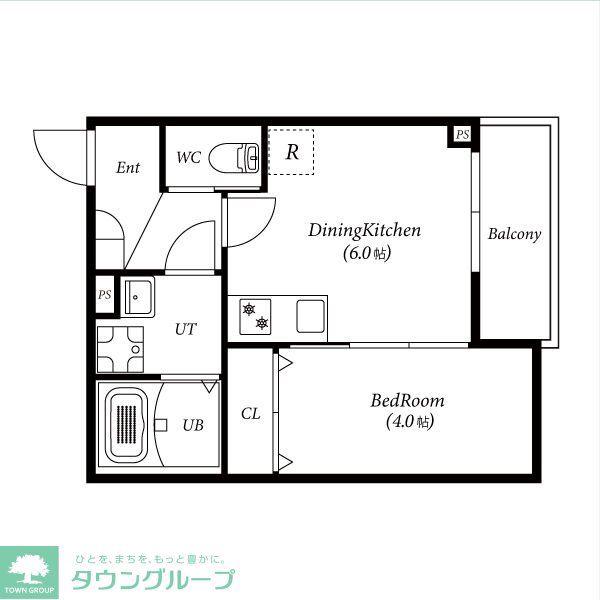 TH川名(1DK/2階)の間取り写真