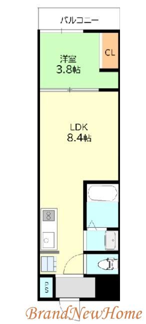 GARDENIA堺東(1LDK/8階)の間取り写真