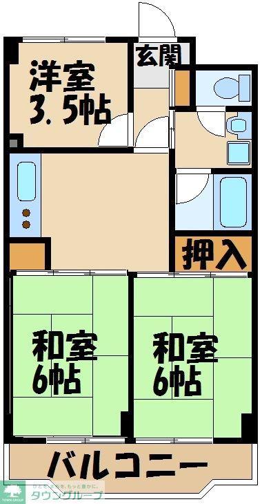 入間市駅前第2ビル(2LDK/3階)の間取り写真