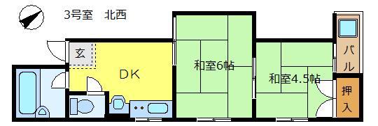 ジュネスあびこ(2DK/4階)の間取り写真