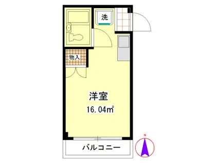 ハイツ鶏鳴(ワンルーム/2階)の間取り写真