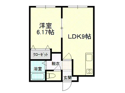 青い森鉄道 青森駅 徒歩8分 3階建 築21年(1DK/2階)の間取り写真