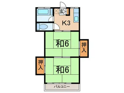 ハイツ大和田(2K/2階)の間取り写真