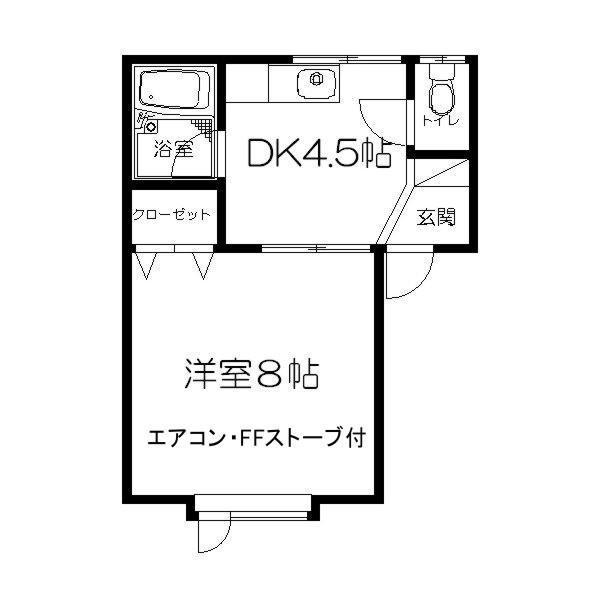イーグルハイツB(1K/1階)の間取り写真