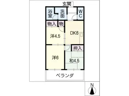 マンション向陽台(3DK/3階)の間取り写真