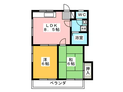 小野澤コーポ(2LDK/2階)の間取り写真