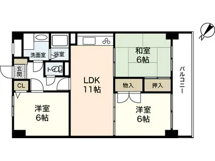 ロイヤルハイツ下田弐番館(3LDK/4階)の間取り写真