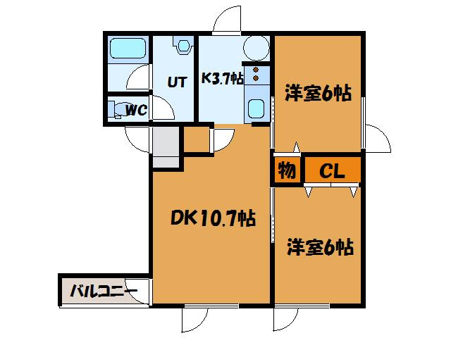 ドリームハイツ七飯(2LDK/1階)の間取り写真