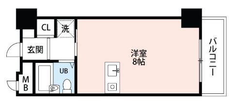 ルポ六本松(ワンルーム/11階)の間取り写真