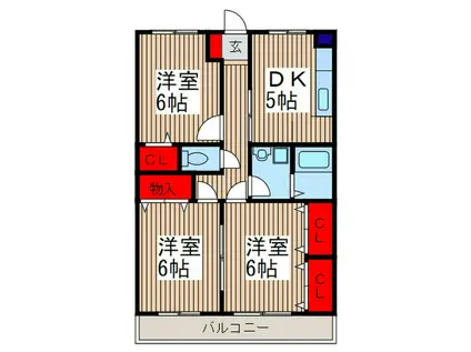 レジデンスヨシダ(3DK/3階)の間取り写真