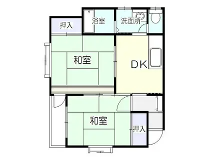 メゾンヤマグチB(2DK/2階)の間取り写真
