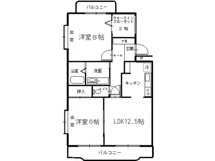 グレイス岩崎(2LDK/3階)の間取り写真