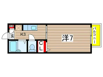 パークコート船原(1K/1階)の間取り写真