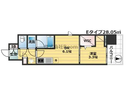 ドゥーエ天満橋(1DK/3階)の間取り写真