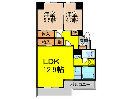 千里山田西団地A-11棟(2LDK/2階)の間取り写真