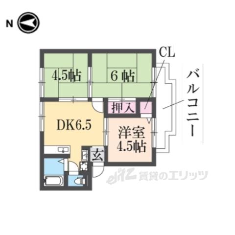 石橋ハイツB棟(3DK/2階)の間取り写真