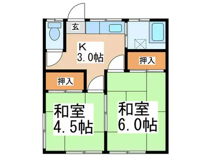 曙 荘(2K/2階)の間取り写真