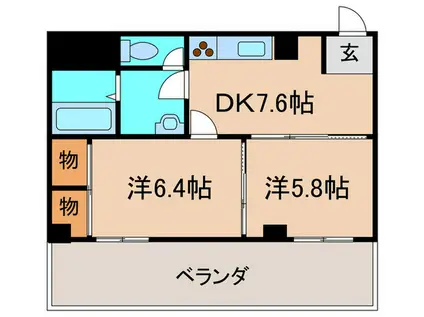 コンフォートI(2DK/9階)の間取り写真